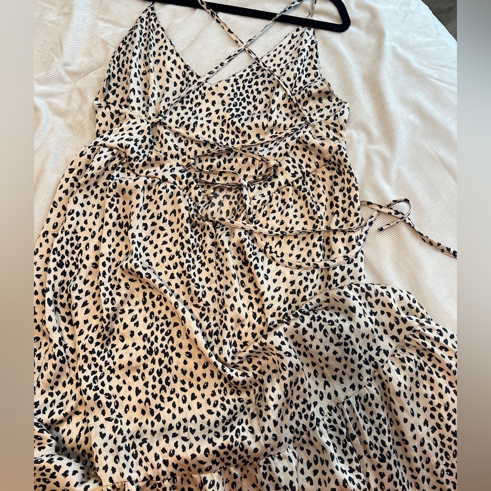 CUPSHE leopard print backless ruffled maxi dress sz XL - Picture 5 of 7